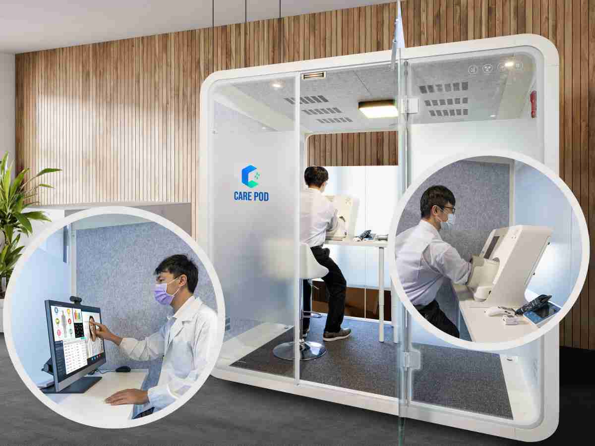 达擎于医疗科技展中展出＂远距诊疗舱＂，，，，以因应医疗数字化及社会高龄化趋势下、、复诊及慢性病患等族群对于远距看诊需求逐渐升高所推出的创新整合方案。。多功能合一、、高隐私性的远距诊疗舱可根据病患端与医师端的不同需求，，提供弹性化及客制化功能，，，，节省医生和病患的精力及时间